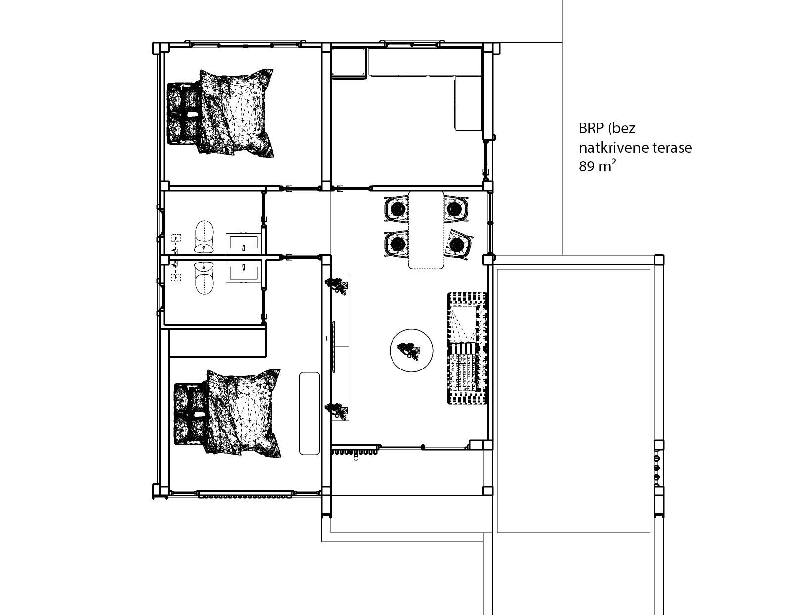 Tlocrt kuće MODULAR NORD 89 m2